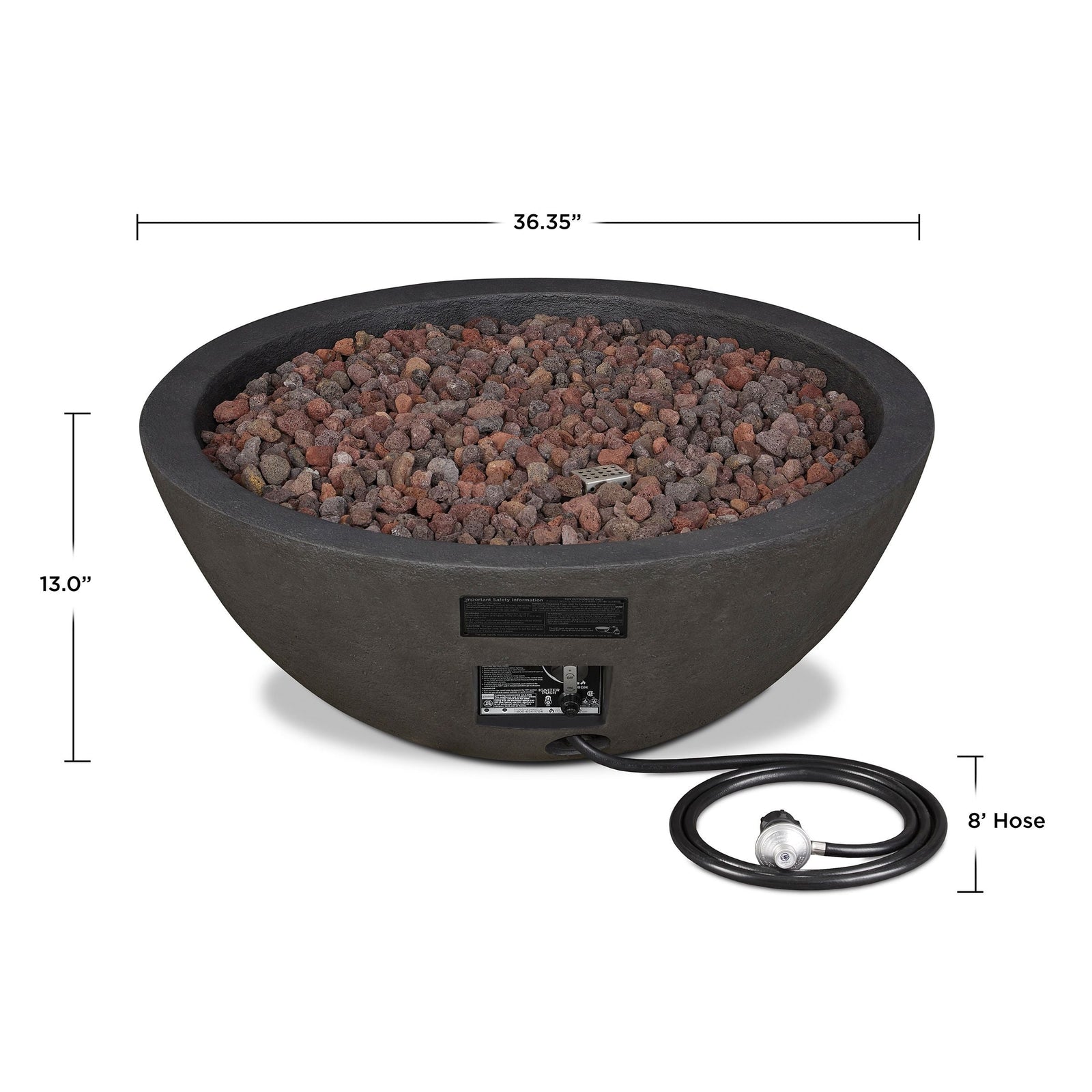Round Concrete Gas Fire Pit in Shale, 36-in Q2S3 - product image 8