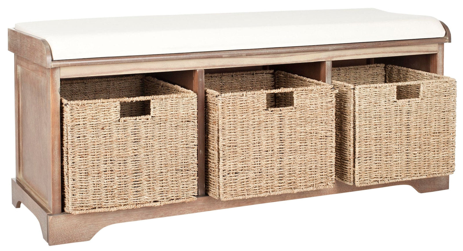 Lonan Wicker Storage Bench, Grey Wash/White, 16.1-in x 47-in x 19.9-in Z4F6 - product image 2
