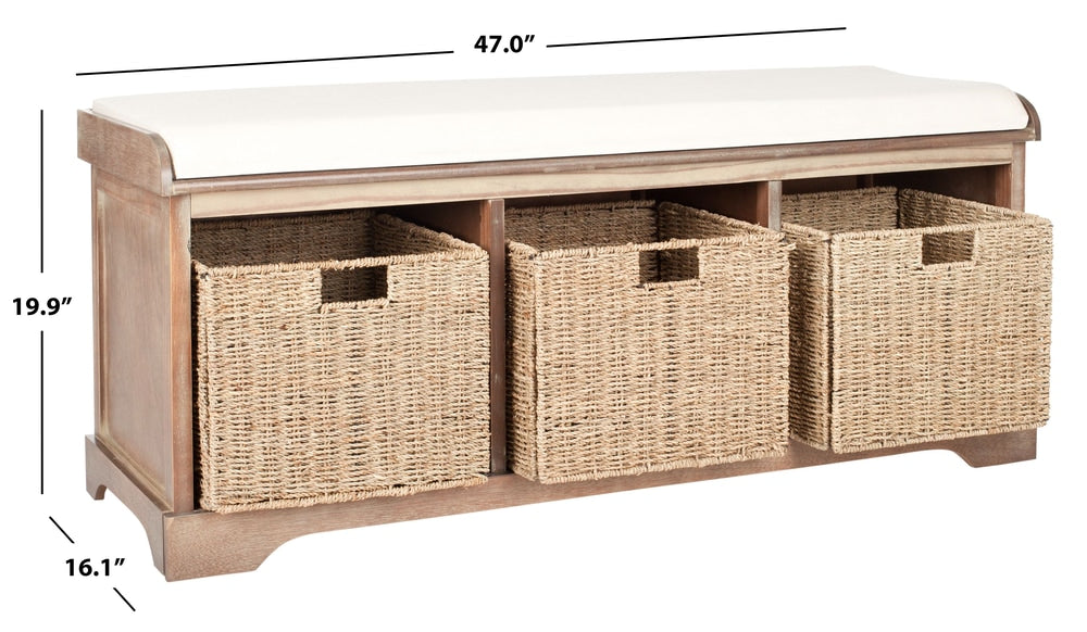 Lonan Wicker Storage Bench, Grey Wash/White, 16.1-in x 47-in x 19.9-in Z4F6 - product image 6