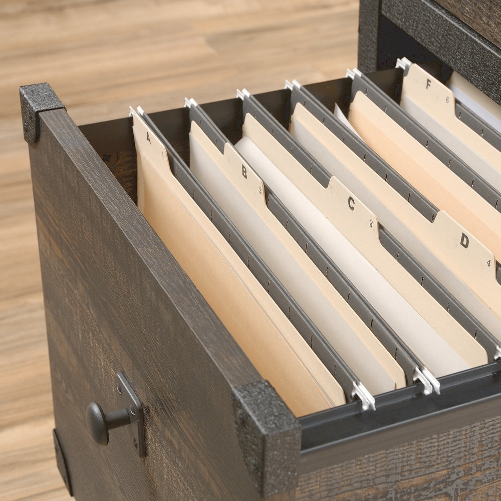 Steel Pedestal River File Cabinet with Drawers, Carbon Oak M0O2 - product image 5