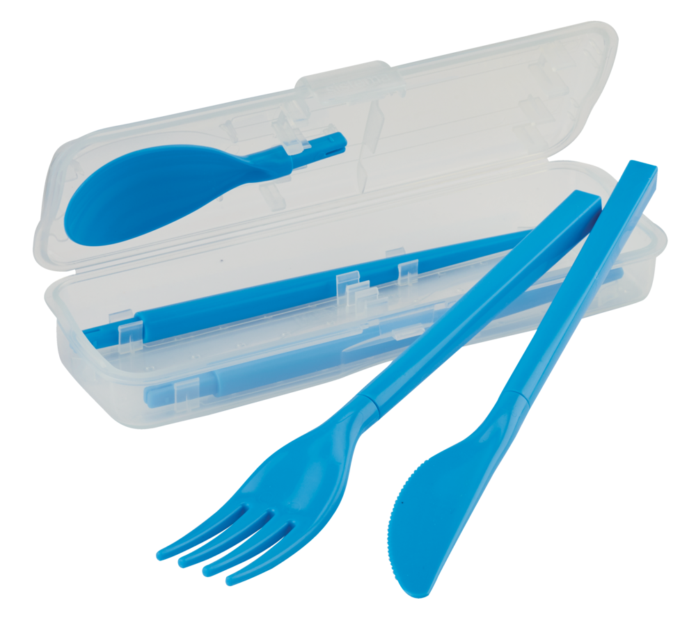 Cutlery Set To Go, Modular Travel Plastic Cutlery Set with Knife, Fork, Spoon, Chopsticks and Case P7A4 - product image 1