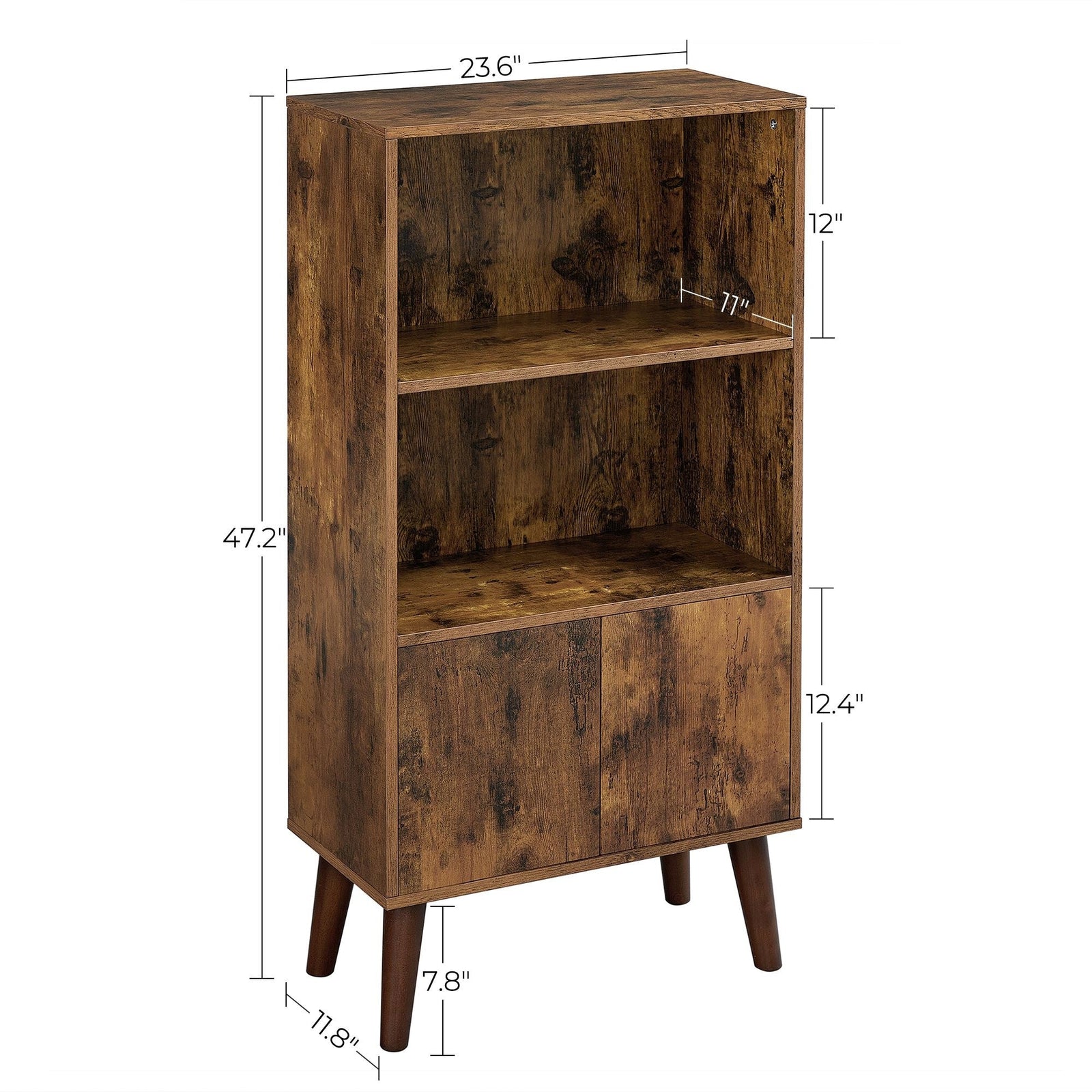 Home 3-Tier Rustic Brown Retro Cabinet with Steel Frame R1P8 - product image 2