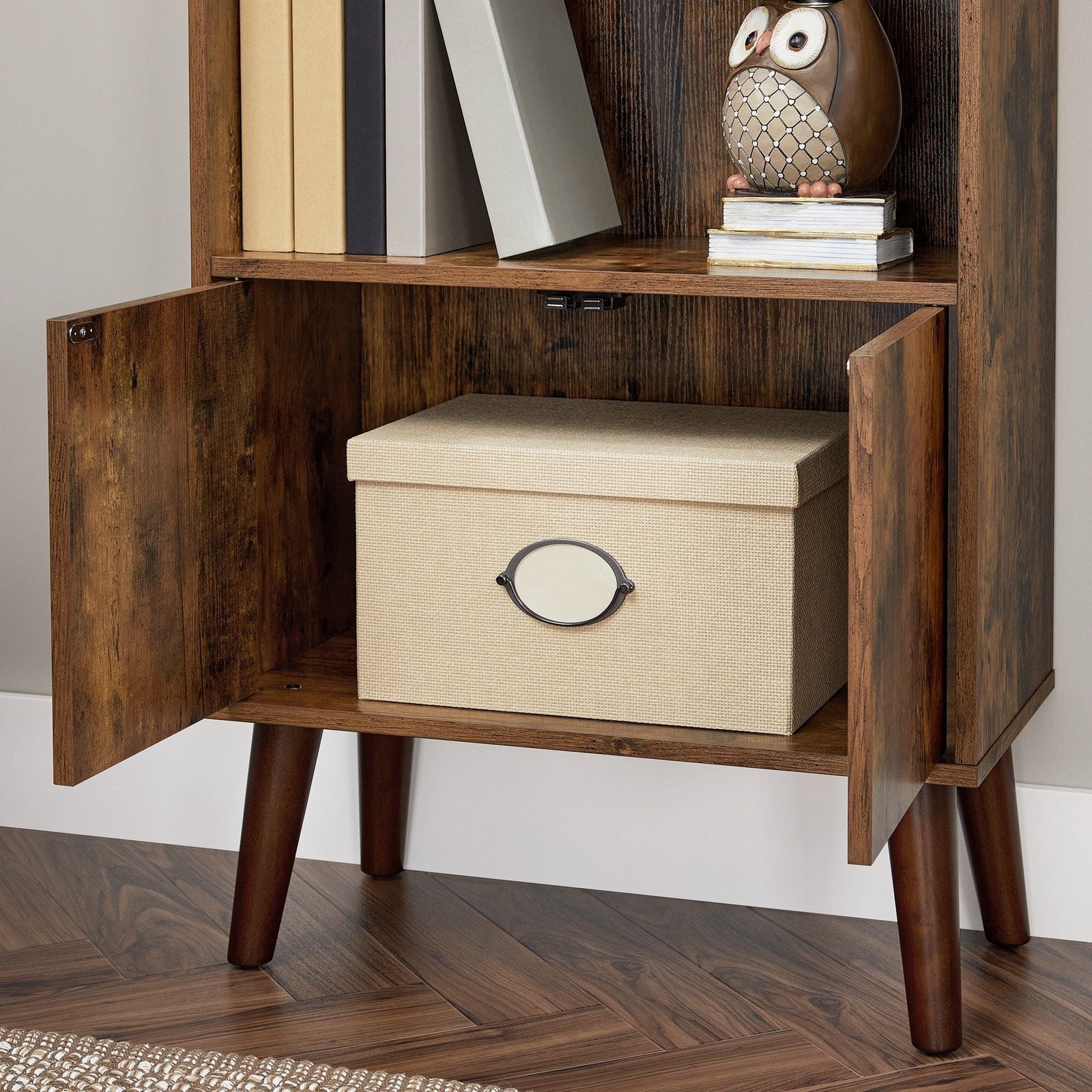 Home 3-Tier Rustic Brown Retro Cabinet with Steel Frame R1P8 - product image 3