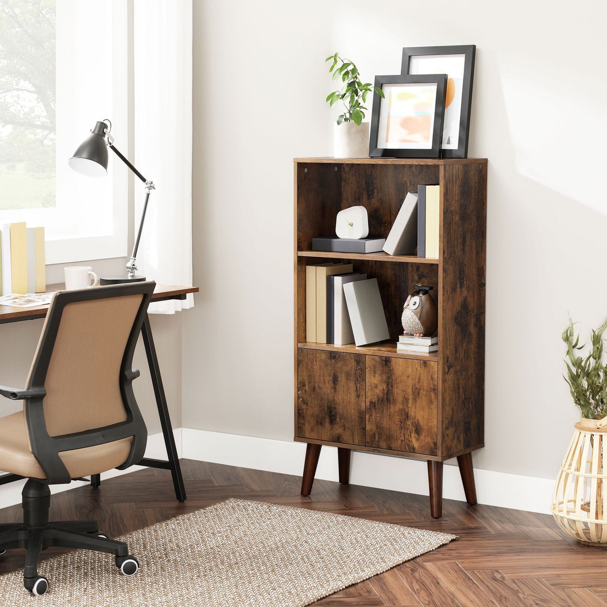 Home 3-Tier Rustic Brown Retro Cabinet with Steel Frame R1P8 - product image 6