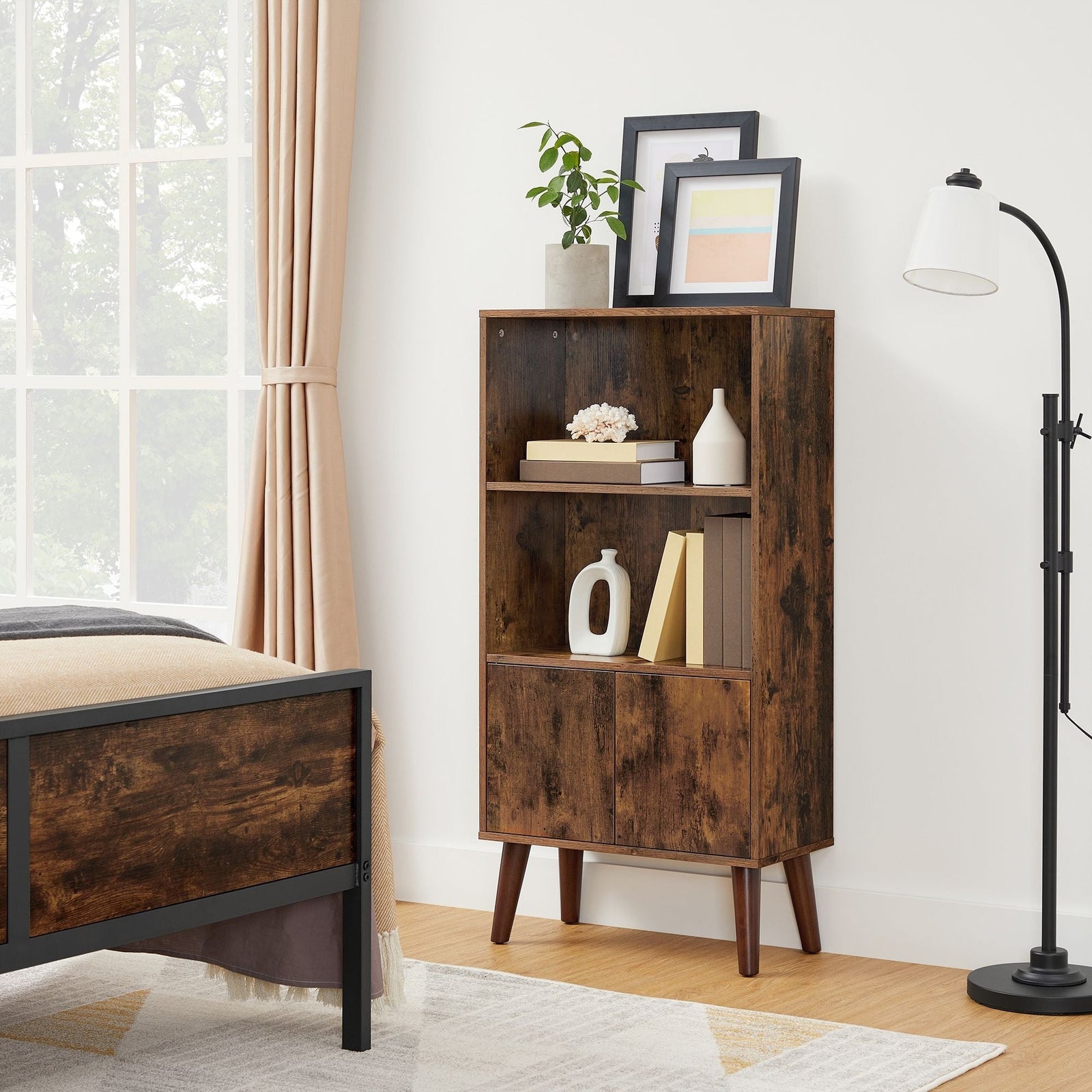 Home 3-Tier Rustic Brown Retro Cabinet with Steel Frame R1P8 - product image 8