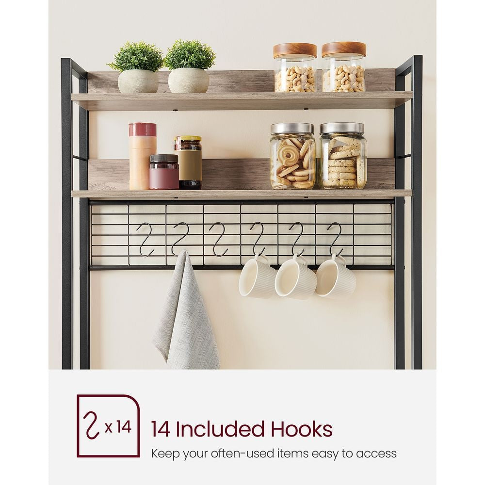 Home 5-Shelf Grey Baker's Rack with 4 AC Outlets L4Y1 - product image 7