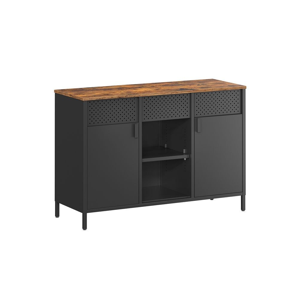 Home Rustic Brown/Black Metal Buffet Cabinet X2J7 - product image 1