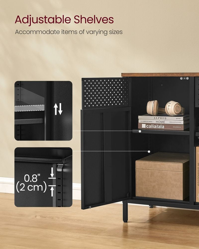 Home Rustic Brown/Black Metal Buffet Cabinet X2J7 - product image 5