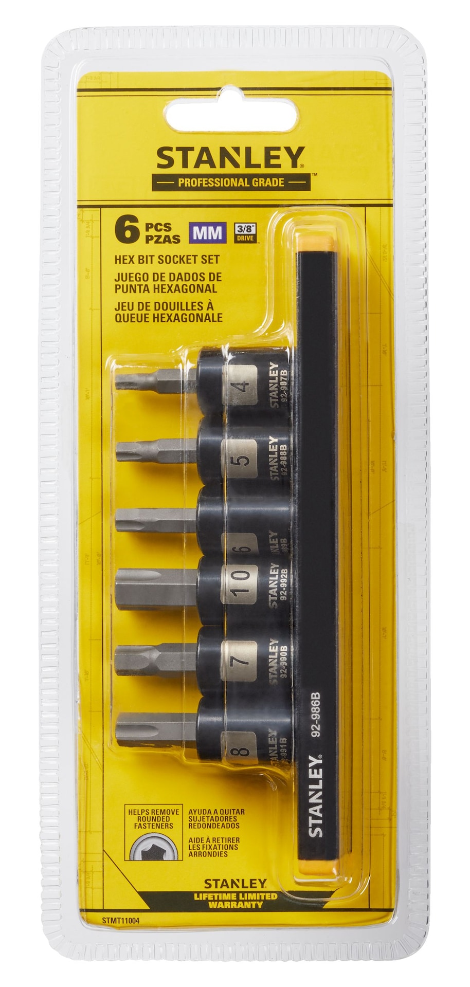 Professional Grade Black Chrome Hex Bit Socket Set, Metric, 6-pc E9X9 - product image 3