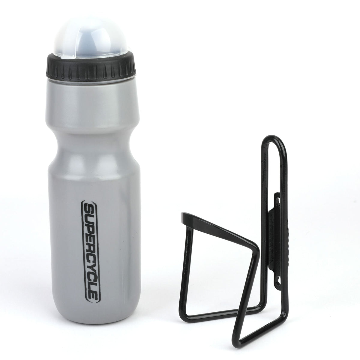 Wide Mouth Self-Sealing Bike Water Bottle withCage/Holder, BPA Free, Silver, 21-oz X2Q6 - product image 1
