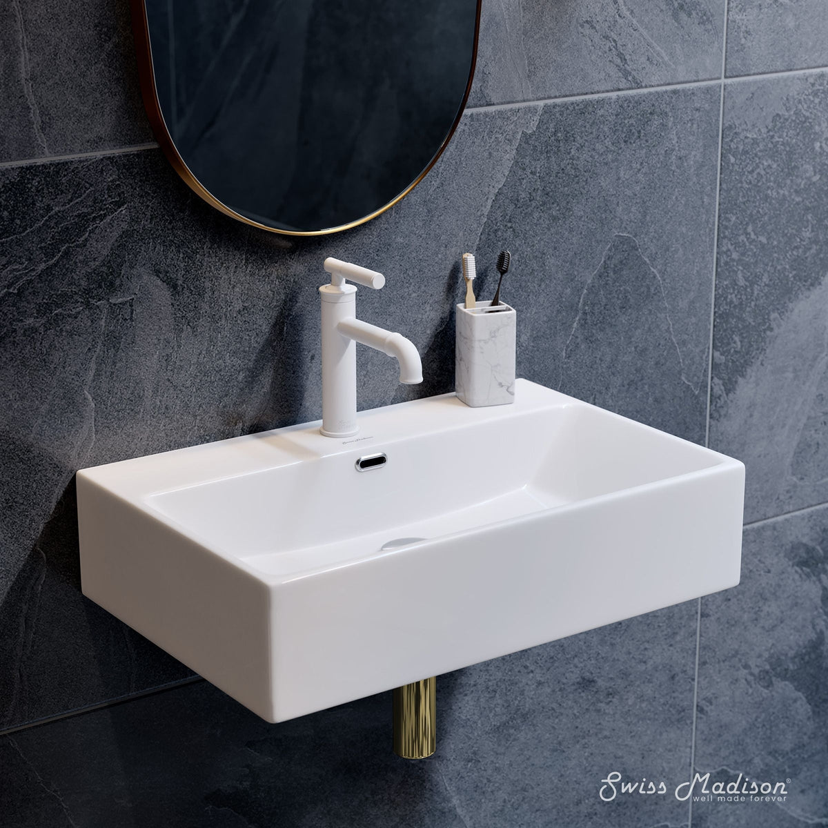 Claire Rectangle Wall-Mount Bathroom Sink, 24-in F3P8 - product image 6