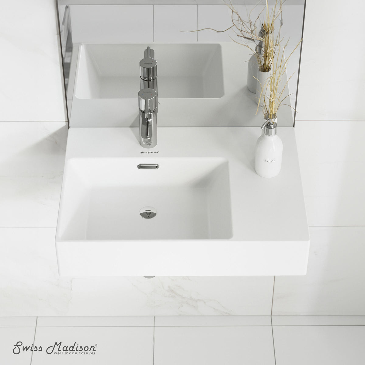 St. Tropez Ceramic Wall Hung Sink with Left Side Faucet Mount, 24-in x 18-in J8J6 - product image 5