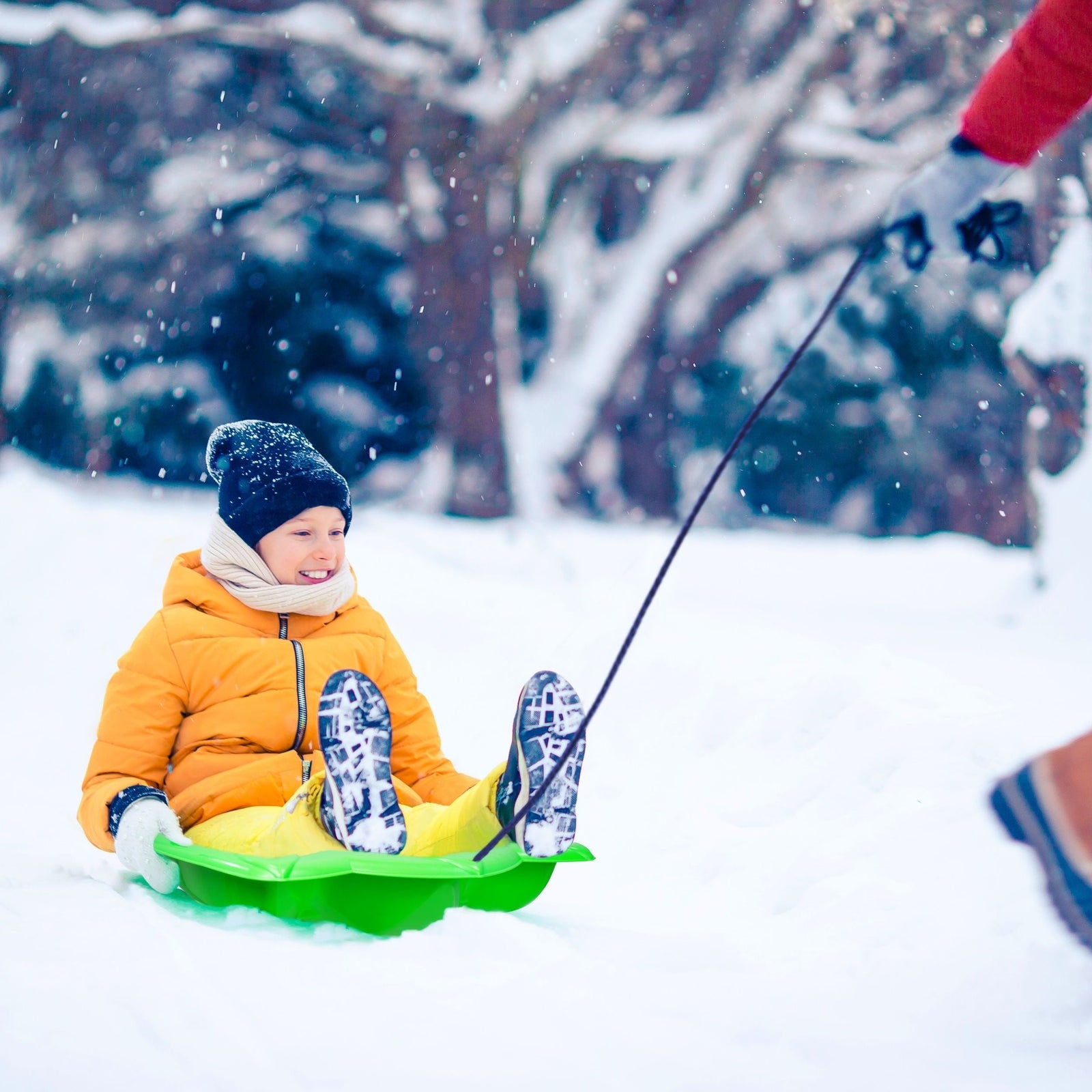 Dinosaur Paw Kids' 1-Person Plastic Winter Snow Sled/Toboggan with Tow Rope A8H5 - product image 5