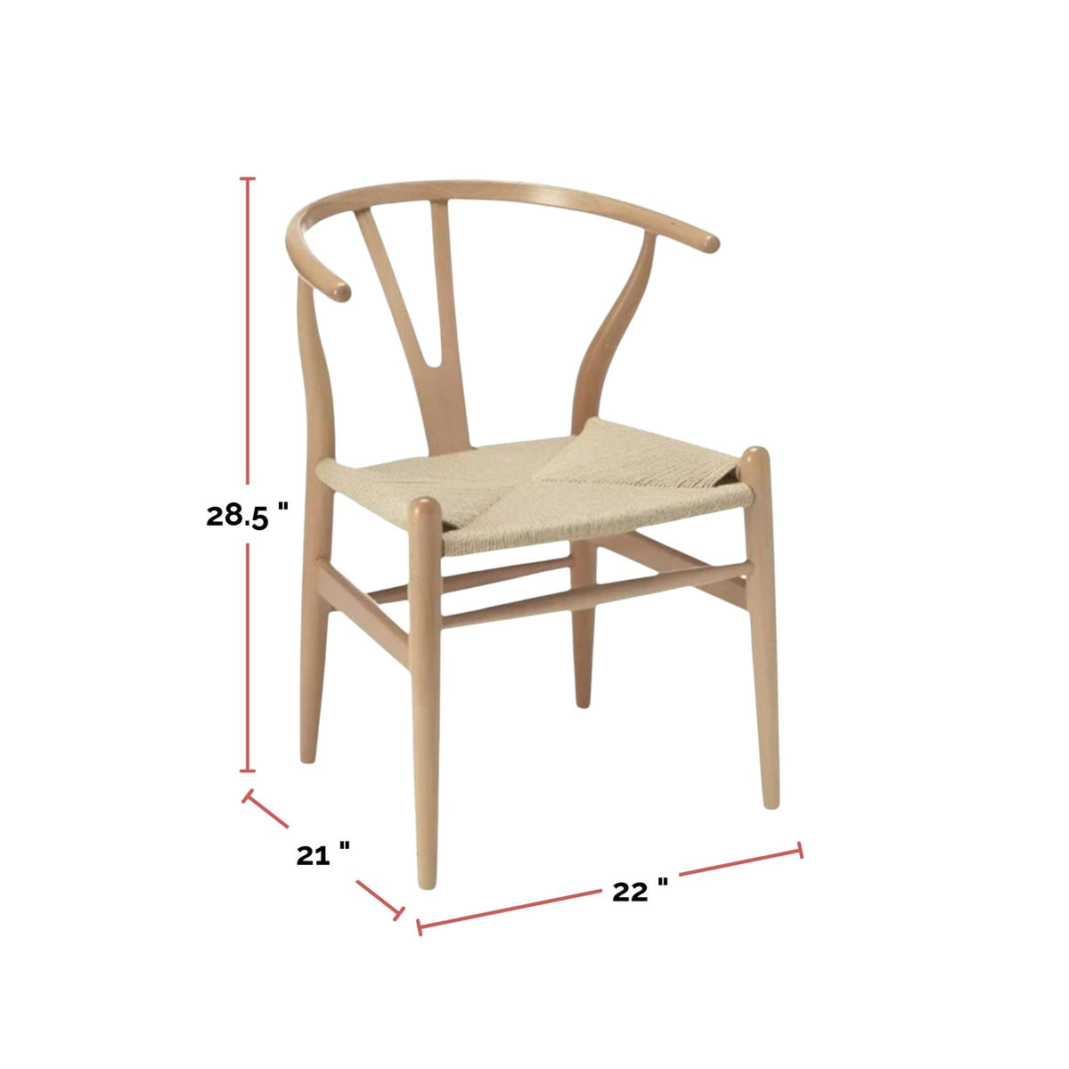 Me Home Wishbone Wood Dining Chair with Woven Seat, Natural W2Z8 - product image 3