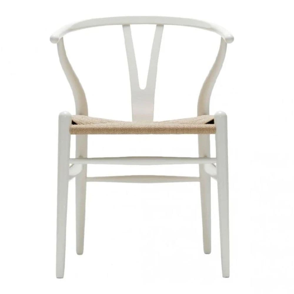Me Home Wishbone Wood Dining Chair with Woven Seat, White L0G0 - product image 1