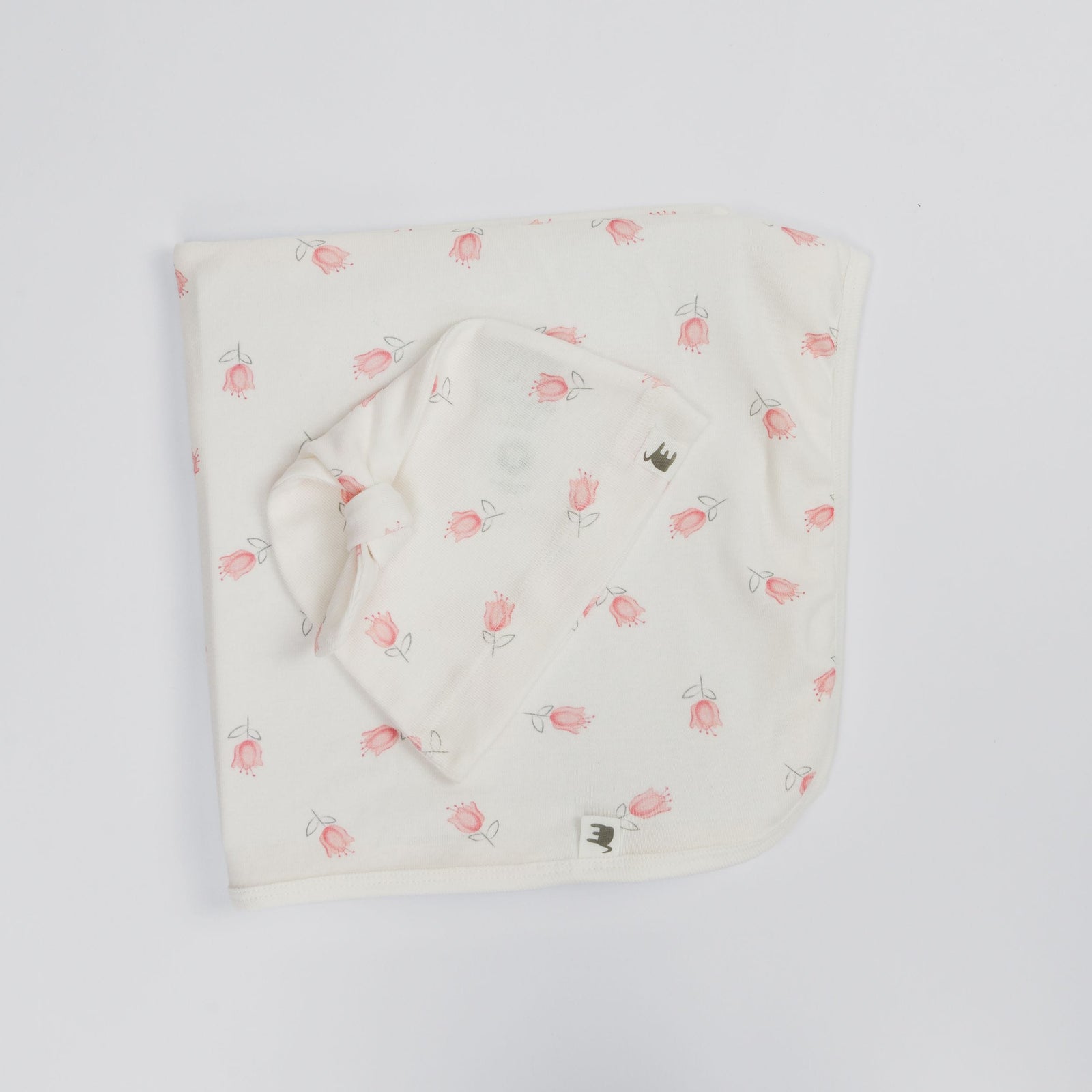 The Elk Baby Tulip Print Premium Organic Cotton Blanket and Beanie Set W1O1 - product image 1