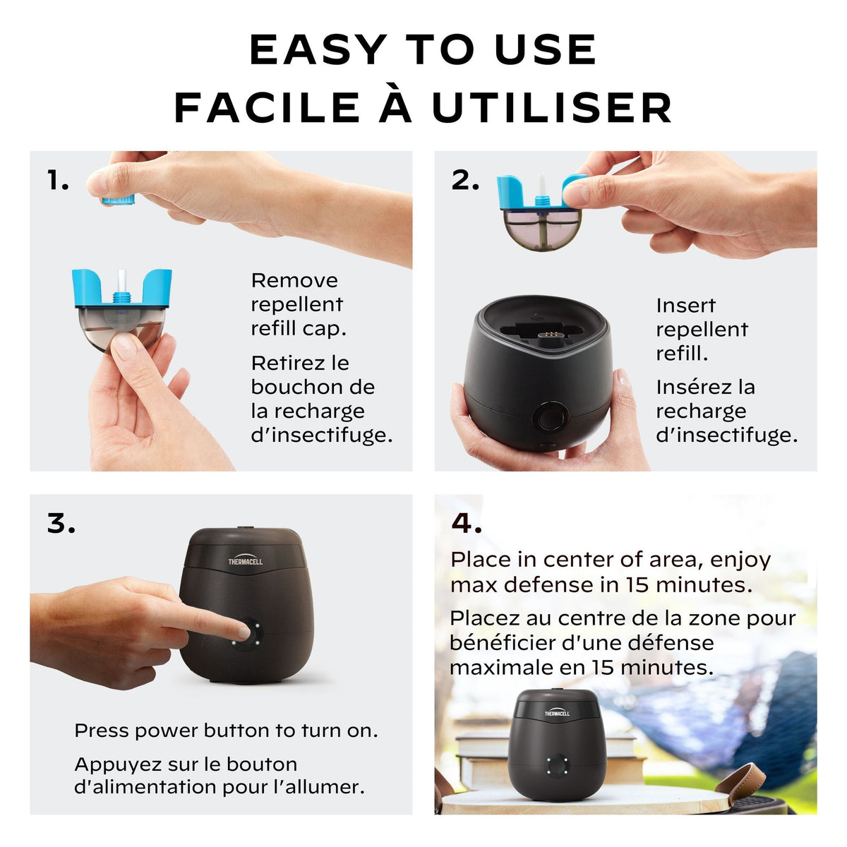 E-ZoneGuard Patio Rechargeable Mosquito Repeller with 12-Hr Refill and 5.5-Hr Battery, Charcoal N1J6 - product image 4