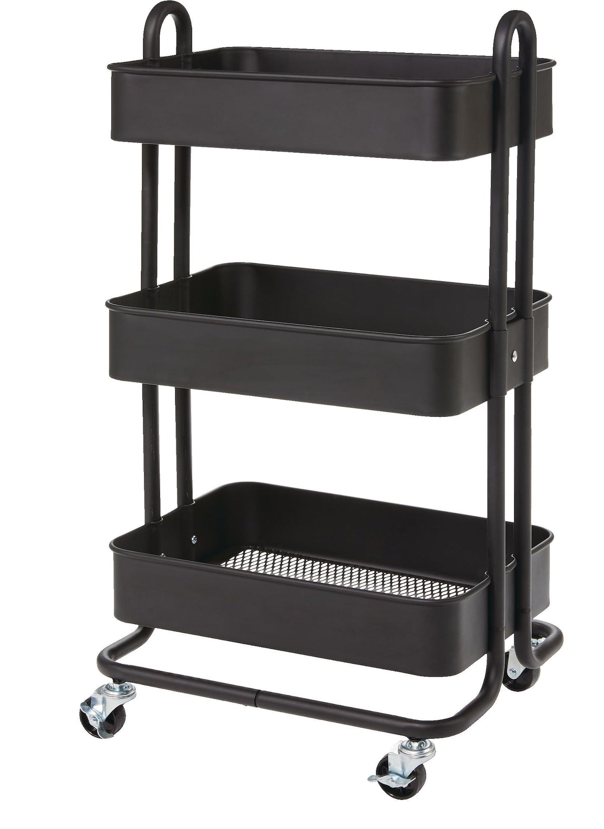 type A Momentum Steel 3-Tier Utility Cart with 4 Wheels Black C1I0 - product image 1