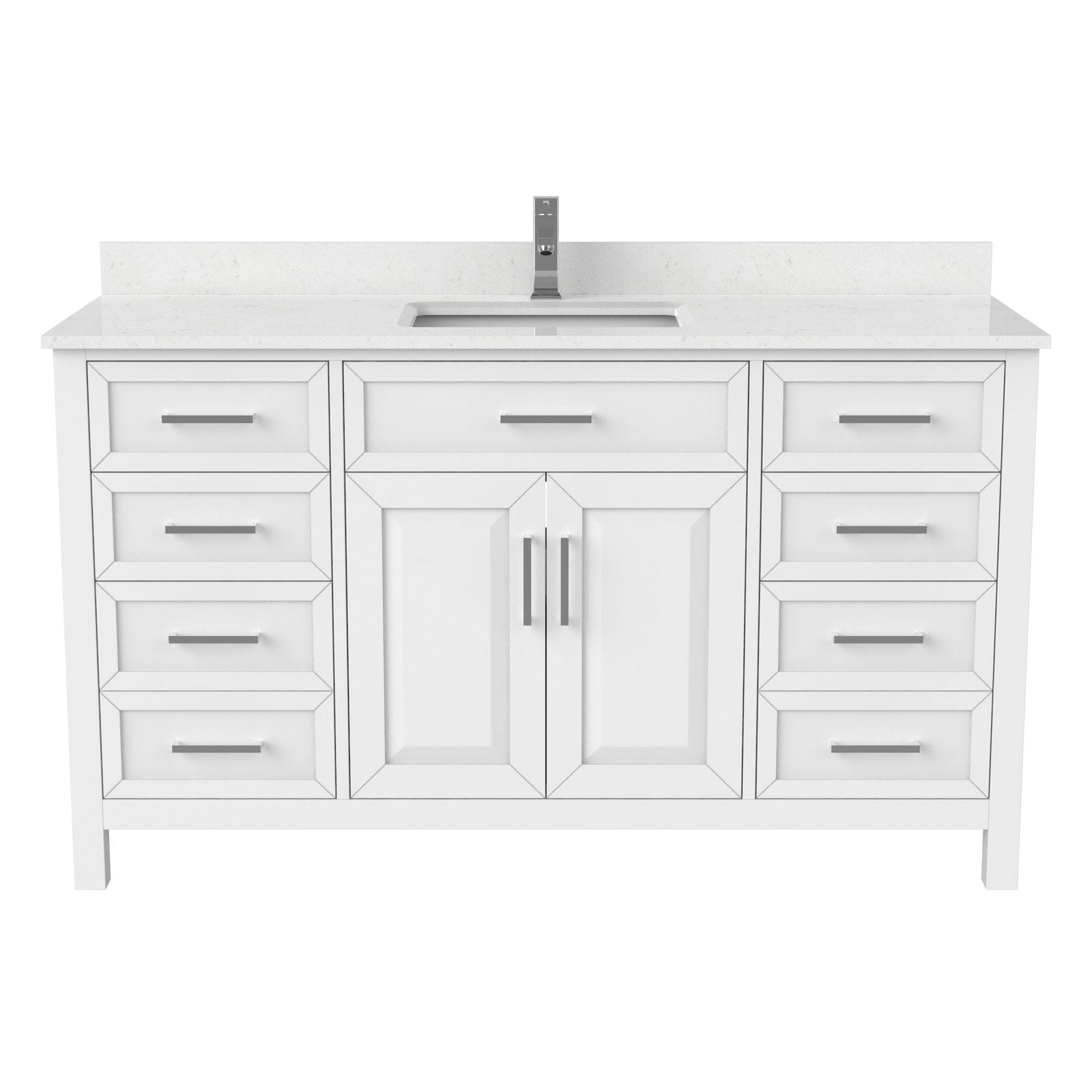 Bathe Terrence Undermount Single Sink Stone Top Bathroom Vanity with Drawer & Cabinet Organizer, White, 60-in J4D4 - product image 1