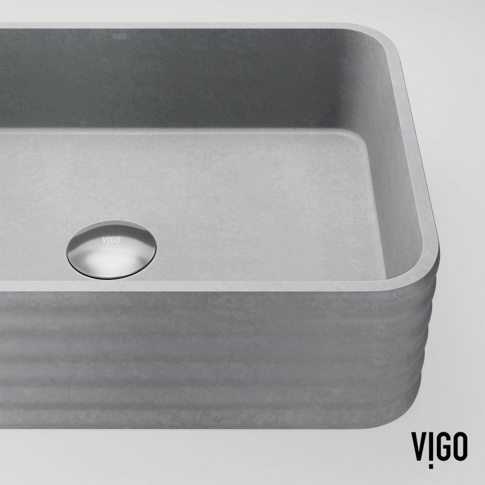 Cadman ConcretoStone 18-in Deep Grey Bathroom Sink/Basin with Rectangular Fluted Vessel A3C5 - product image 8