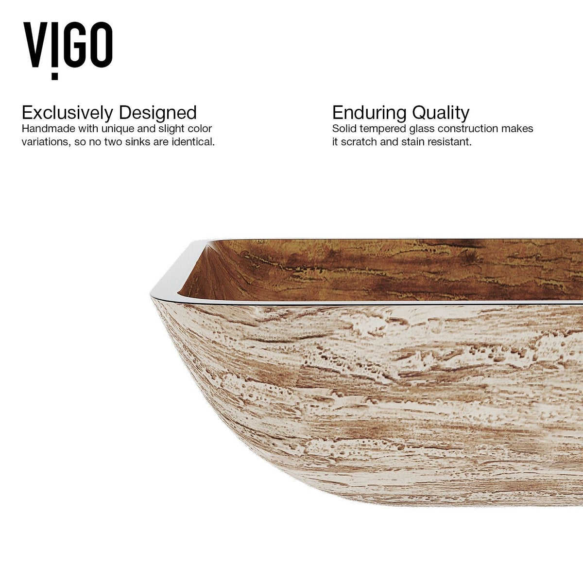 Glass Rectangular Vessel Bathroom Sink/Basin with Rounded Edges & Deep Bowl, Amber Sunset L6E7 - product image 3