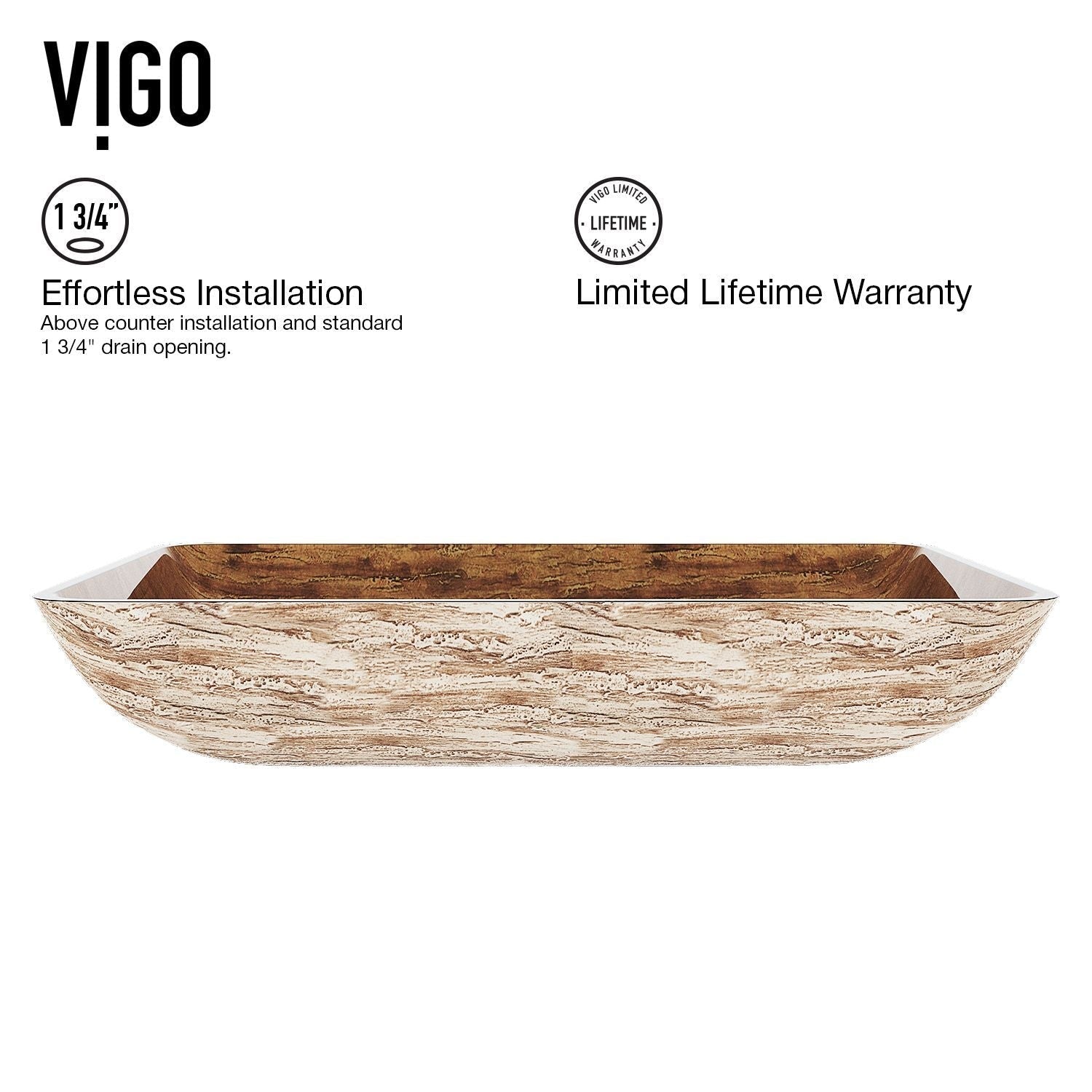 Glass Rectangular Vessel Bathroom Sink/Basin with Rounded Edges & Deep Bowl, Amber Sunset L6E7 - product image 5