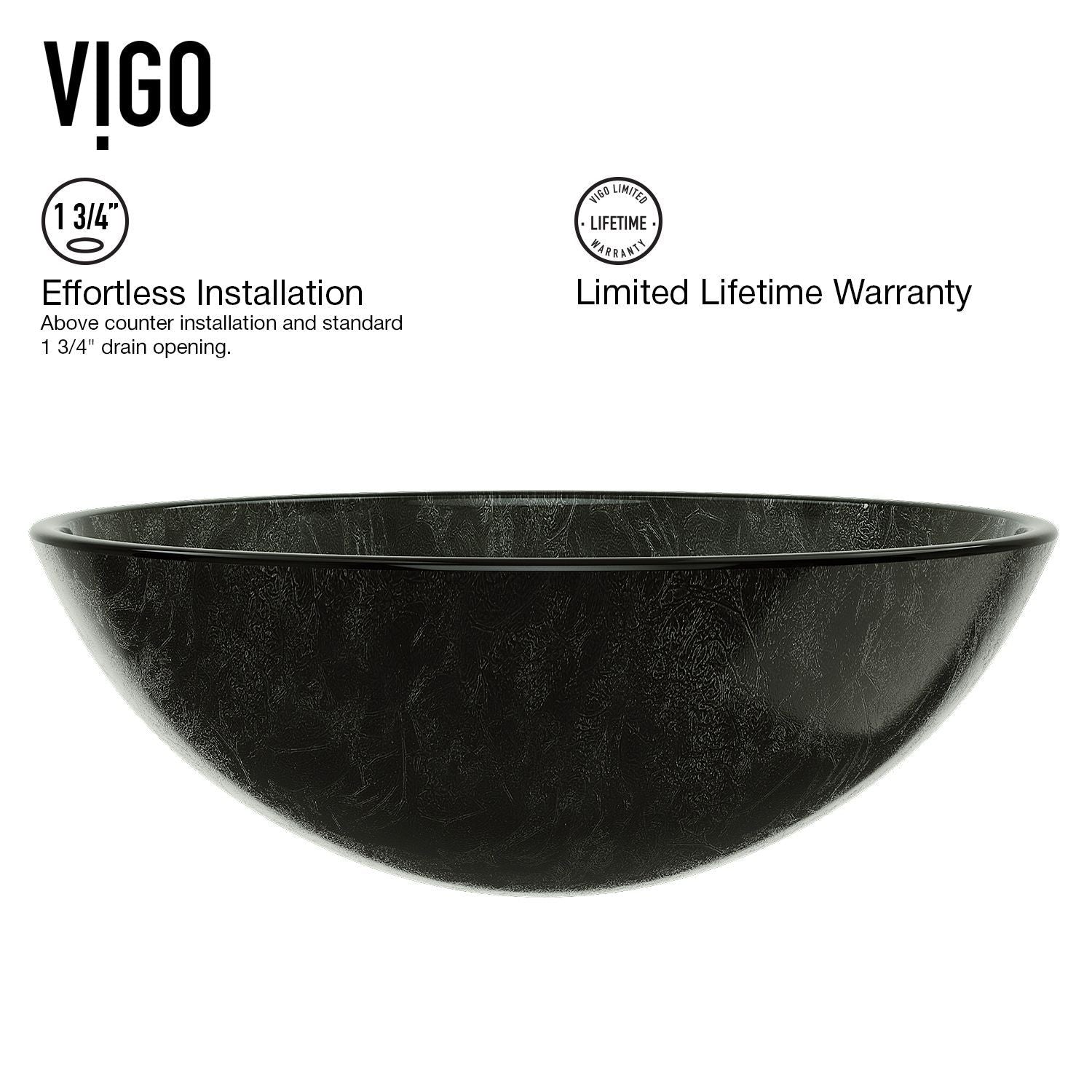 Glass Round Vessel Bathroom Sink/Basin with Deep Bowl, Gray Q9A0 - product image 3