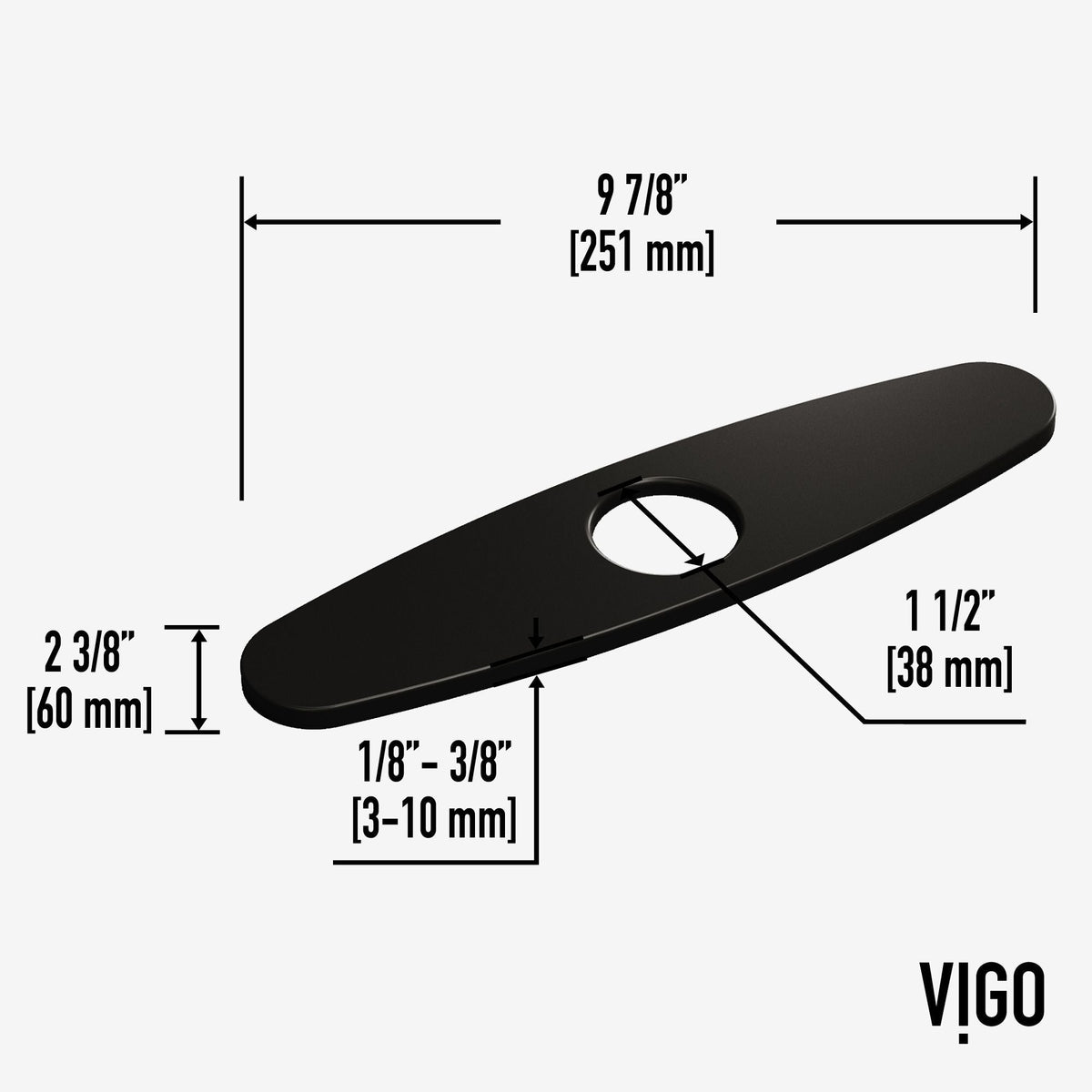 Kitchen Sink Faucet Hole Cover Deck Plate For 1 or 3 Hole, Matte Black, 10-in N0T1 - product image 8
