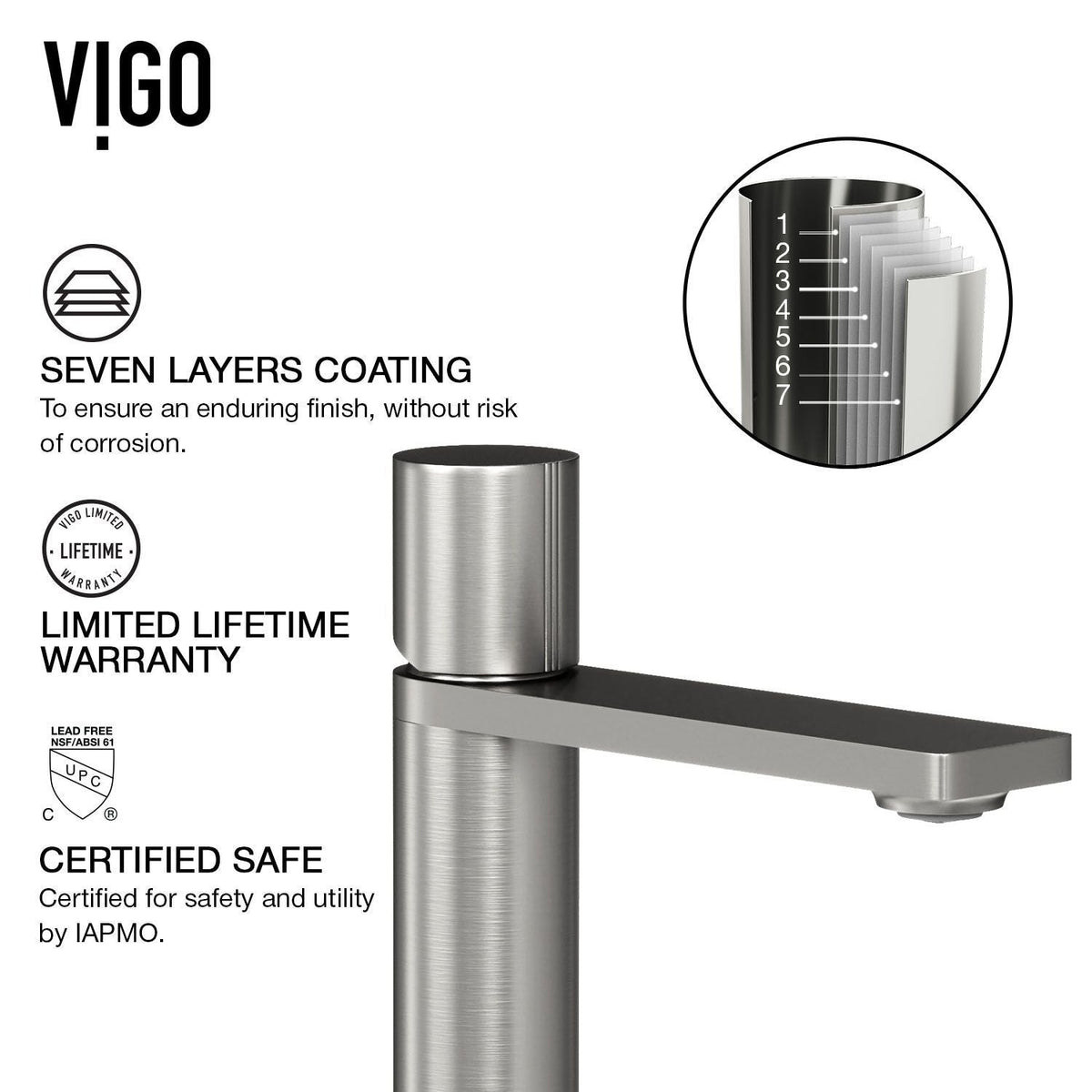 Lorca ConcretoStone Grey Bathroom Sink/Basin Set with Gotham Faucet and Rectangular Vessel S4D2 - product image 7
