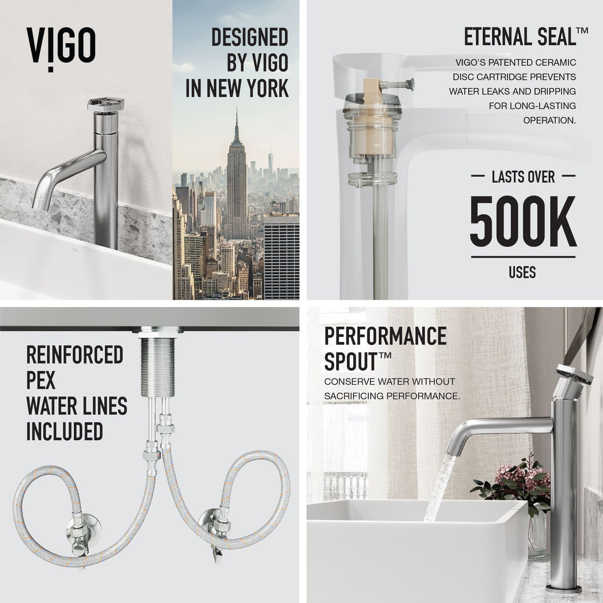 Magnolia MatteStone White Bathroom Sink/Basin Set with Ruxton Faucet and Rectangular Composite Vessel Z7J2 - product image 3