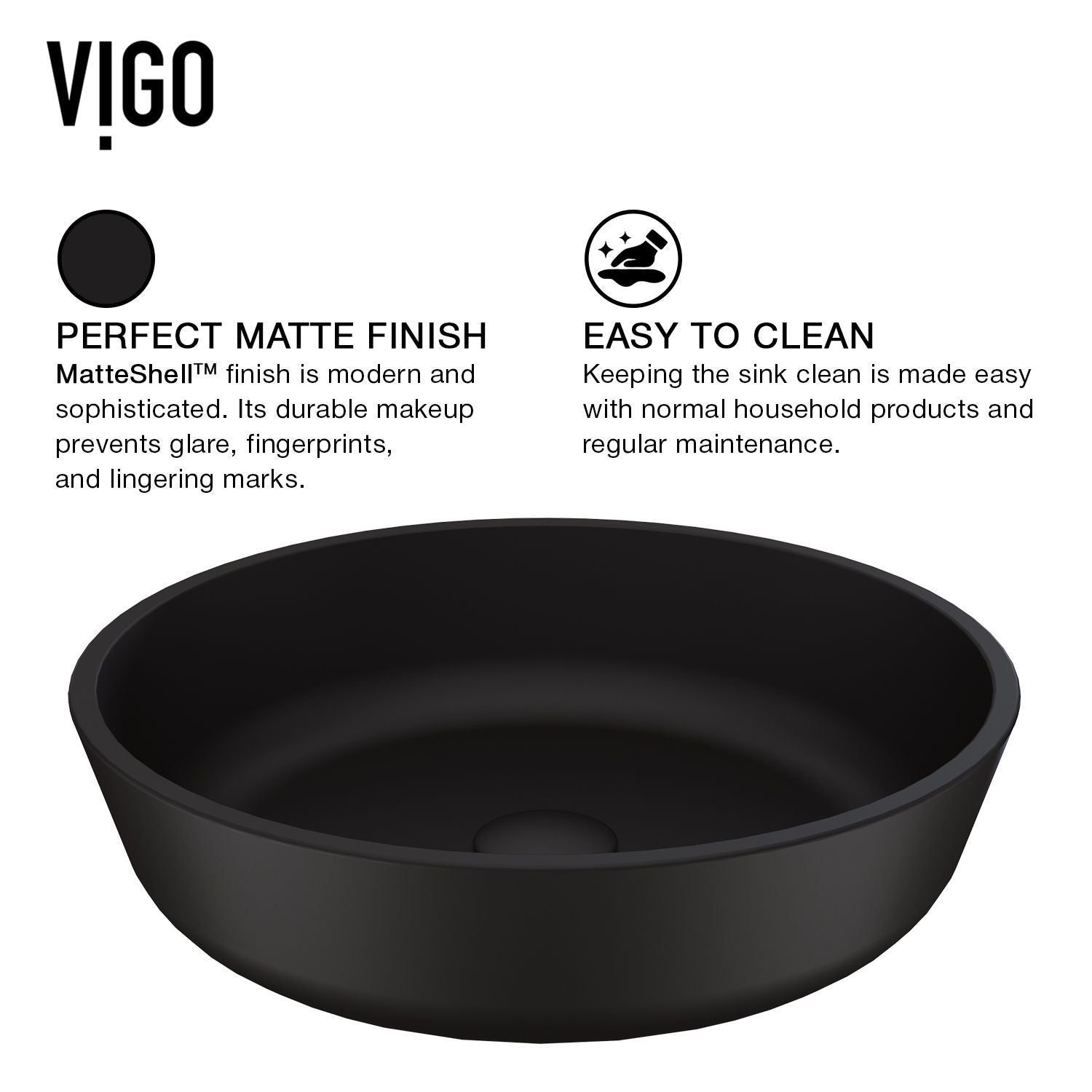 Modus Glass Round Vessel Bathroom Sink/Basin with Rounded Edges & Deep Bowl, Black B9D0 - product image 3