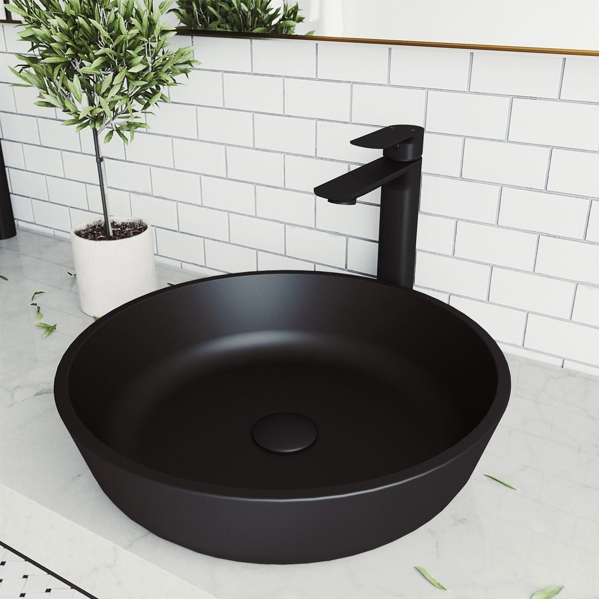 Modus Glass Round Vessel Bathroom Sink/Basin with Rounded Edges & Deep Bowl, Black Y7J1 - product image 7