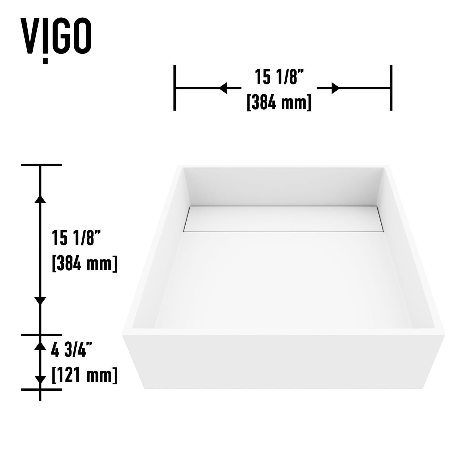 Montauk MatteStone 15x15-in Deep White Bathroom Sink/Basin with Rectangular Vessel D3V1 - product image 2