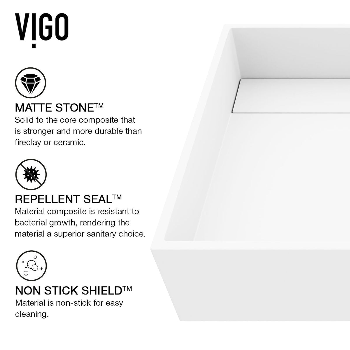 Montauk MatteStone 15x15-in Deep White Bathroom Sink/Basin with Rectangular Vessel D3V1 - product image 5