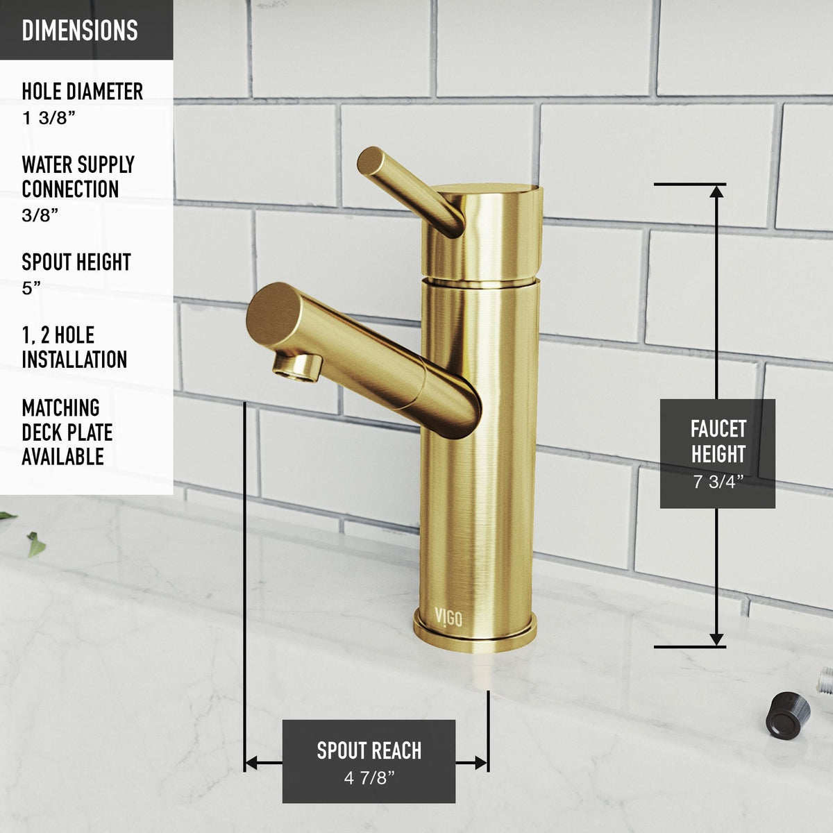 Noma Single Handle Single Hole Bathroom Sink Faucet, WaterSense Certified, Matte Gold E6L7 - product image 5