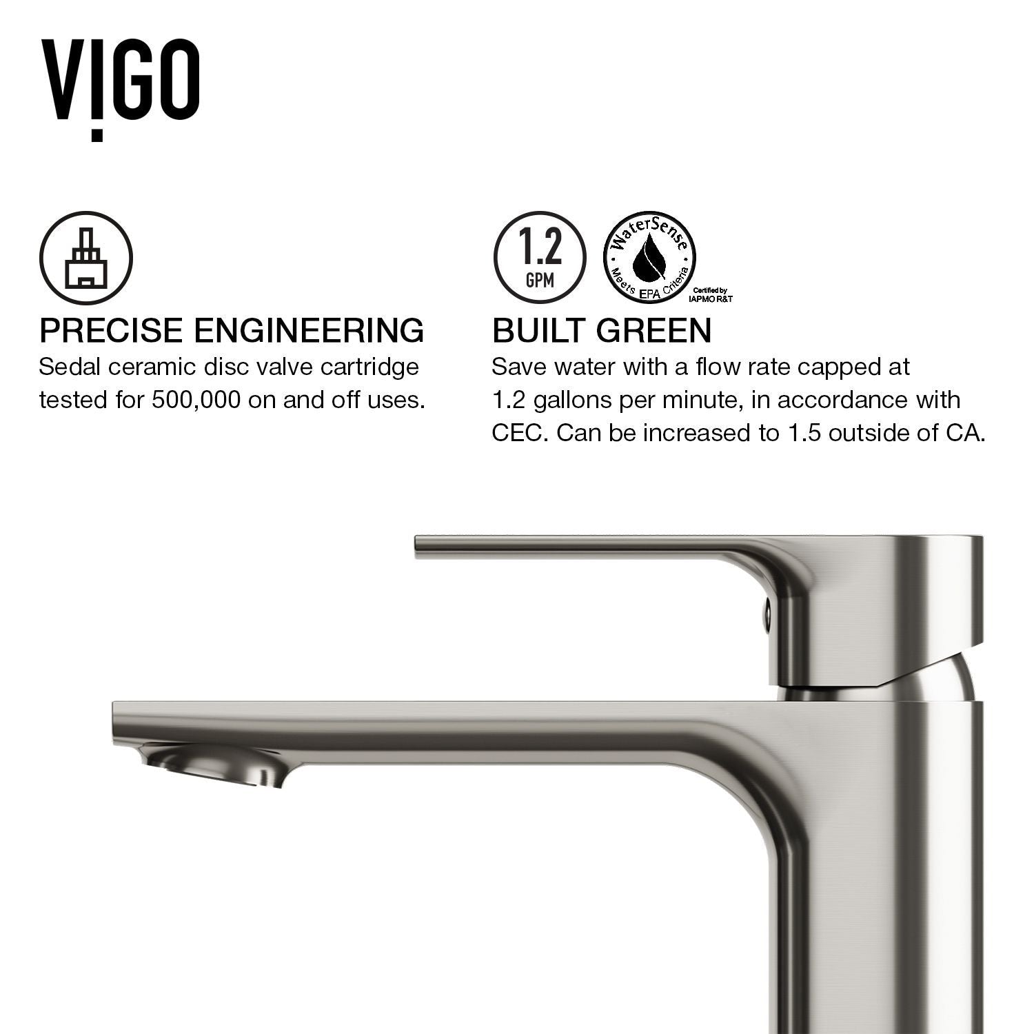 Norfolk Single Handle Vessel Bathroom Sink Faucet, WaterSense Certified, Brushed Nickel F5C4 - product image 4