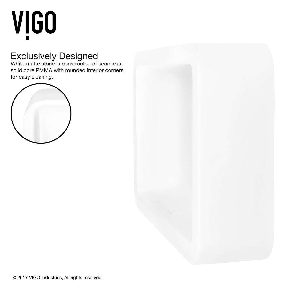 Petunia Matte Stone Rectangular Composite Vessel Bathroom Sink/Basin with Rounded Edges & Deep Bowl, White P6D3 - product image 3