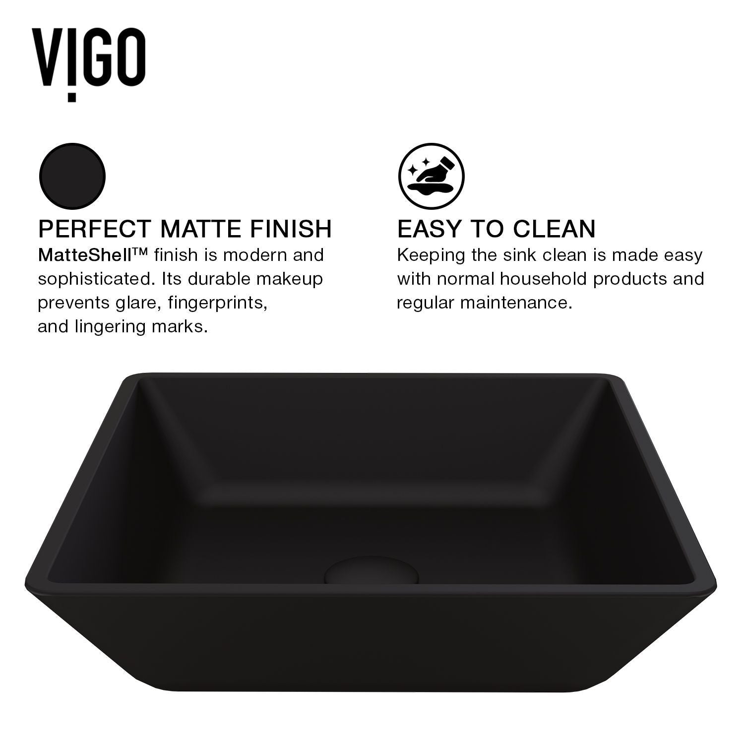 Roma Glass Square Vessel Bathroom Sink/Basin with Rounded Edges & Deep Bowl, Black M7V0 - product image 3