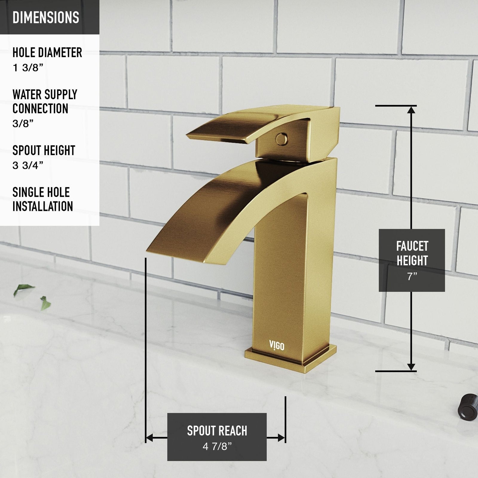 Satro Single Handle Single Hole Bathroom Sink Faucet, WaterSense Certified, Matte Gold D0F7 - product image 4