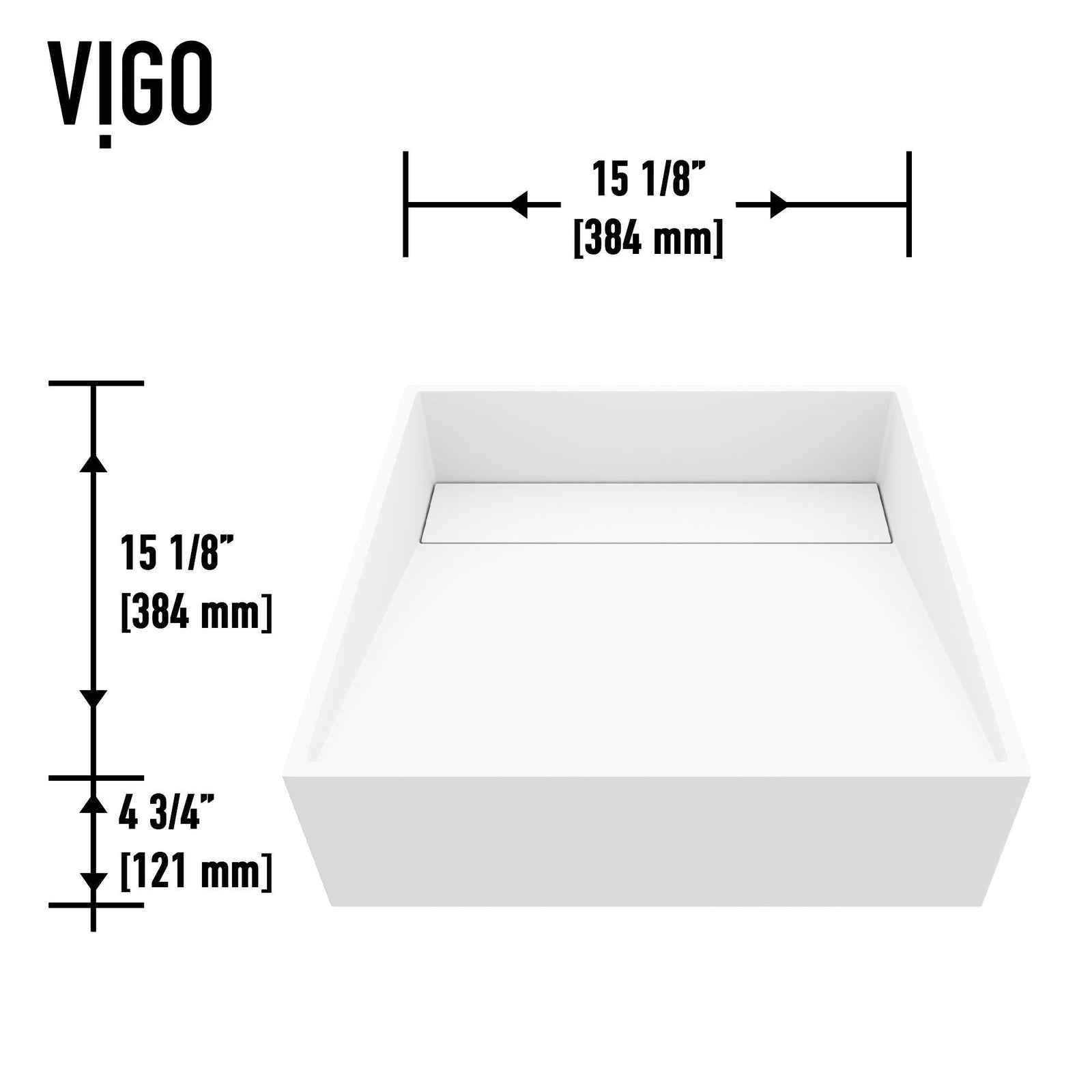 Starr Modern MatteStone 15x15-in Deep White Bathroom Sink/Basin with Square Vessel W8B7 - product image 3