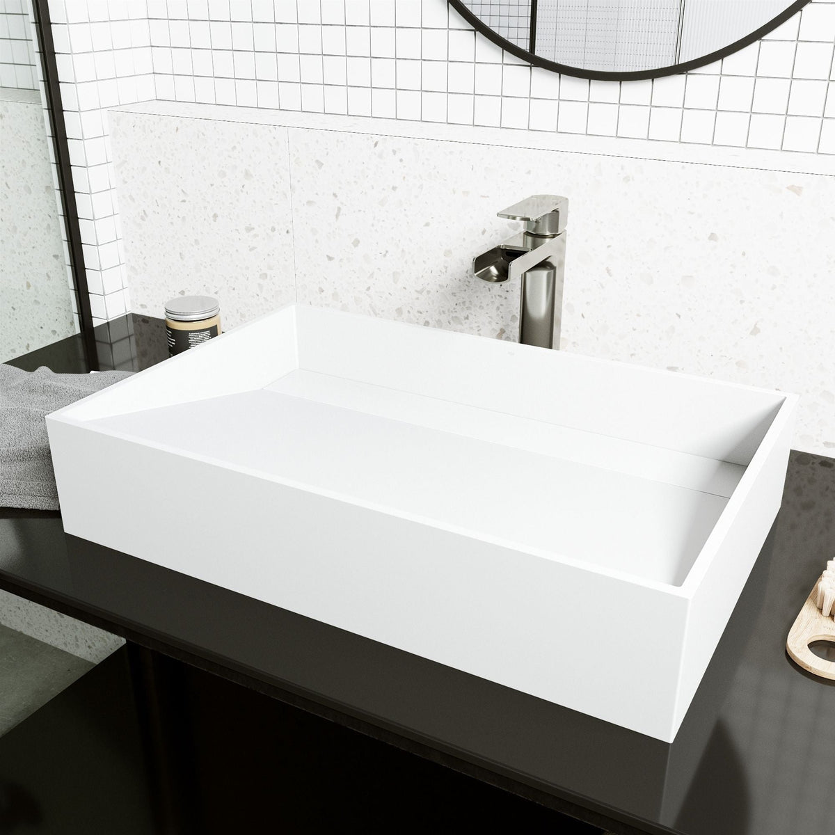 Starr Modern MatteStone 23x15-in Deep White Bathroom Sink/Basin with Rectangular Vessel G7T8 - product image 8
