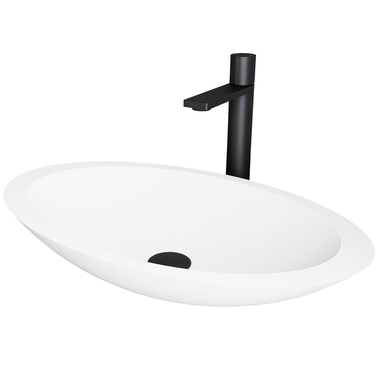 Wisteria MatteStone White Bathroom Sink/Basin Set with Gotham Faucet and Oval Composite Vessel X7S2 - product image 1