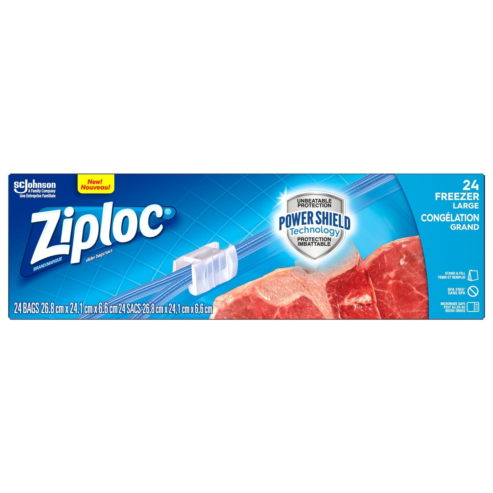 Large Slider Plastic Freezer Bag, 950-mL, 24-pk Q5R7 - product image 1
