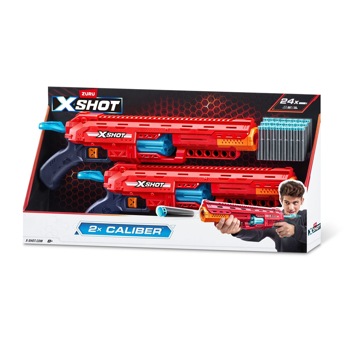 X-Shot Excel Caliber Pump-Action Dart Blaster with 24 Darts, 2-pk, Ages 8+ N6R8 - product image 1