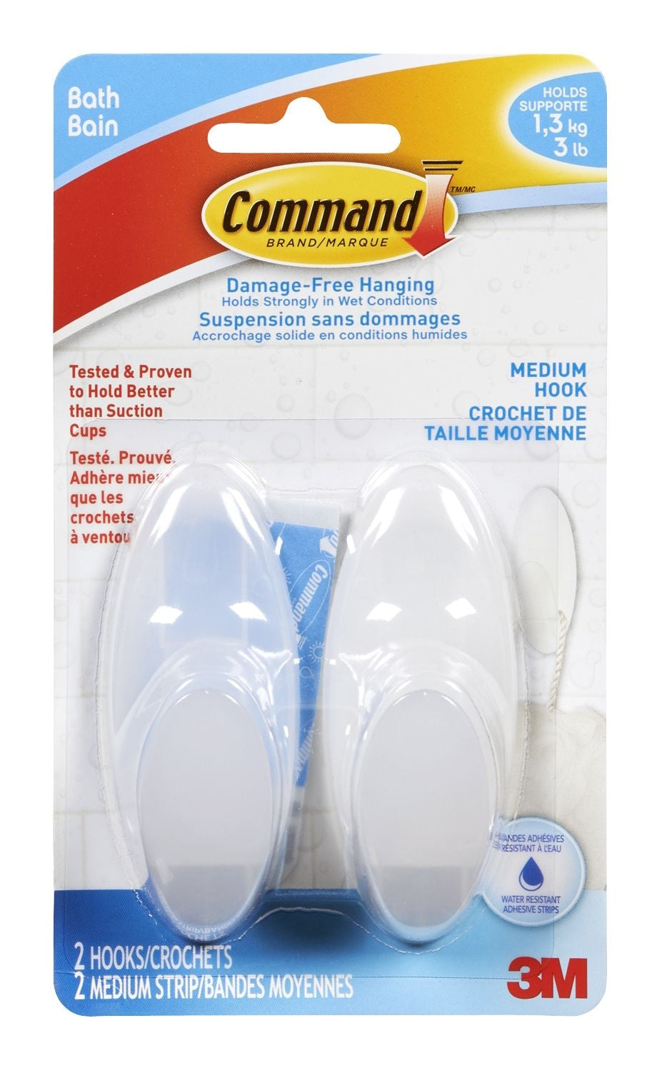 3M Command Medium Bathroom Hook, 2-pk N9C8 - product image 1