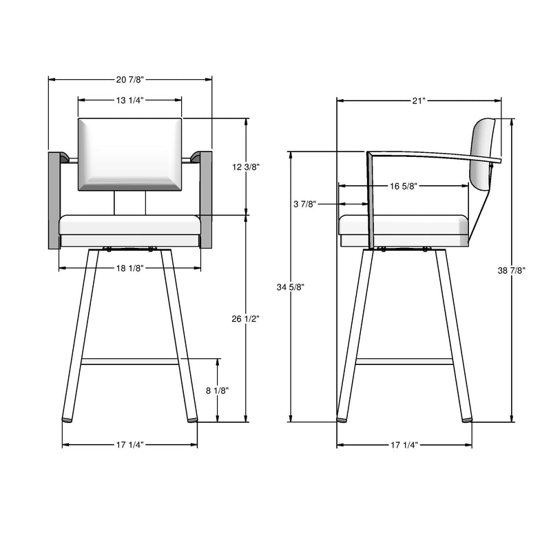 Akers Swivel Counter Stool with Padded Backrest, Multiple Colours, 26-in H5S5