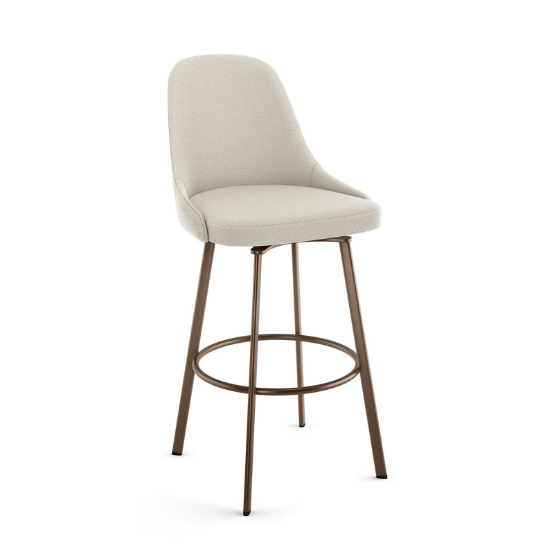 Harper Swivel Counter Stool with Backrest, Bronze Frame & Cream Fabric, 26-in E5D1