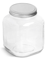 Cracker Jar, with Silver Lid, 1-Gal, Clear & Durable Glass X3W8 - product image 1