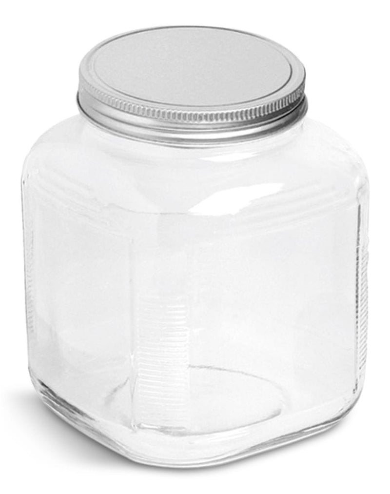 Cracker Jar, with Silver Lid, 1-Gal, Clear & Durable Glass X3W8