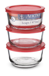 Round Glass Storage Container Set with Lids, 3 Count X4S9 - product image 1
